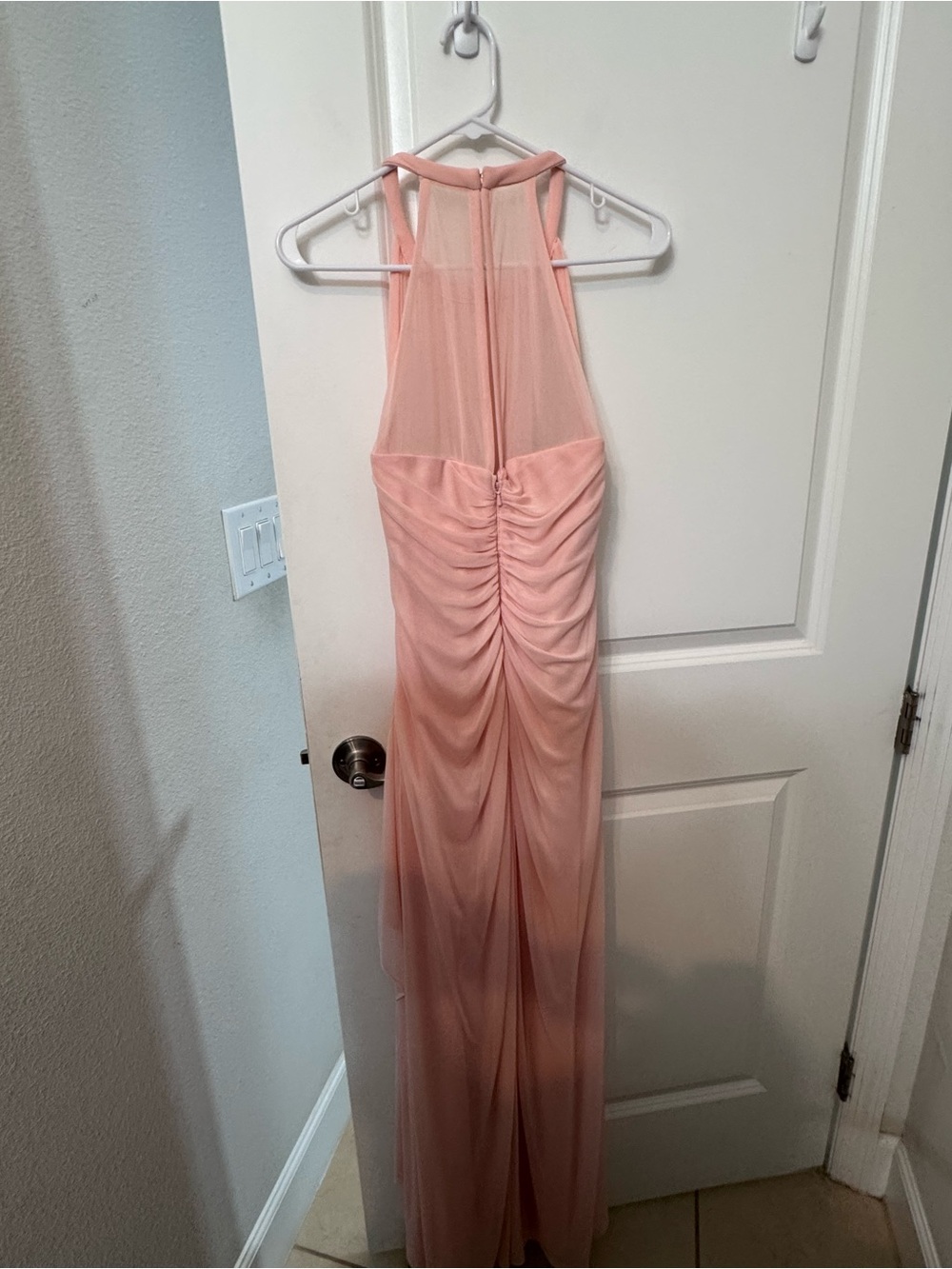 bellini color bridesmaid dresses David's Bridal Dress A-Line Chiffon Lace Long MasterSku:719W7 Size:6-12M (16) Sweetheart Sleeves